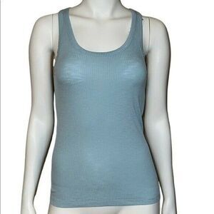 Jenni Ether Blue Solid Ribbed Lounge Pajama Tank Top Small NWT